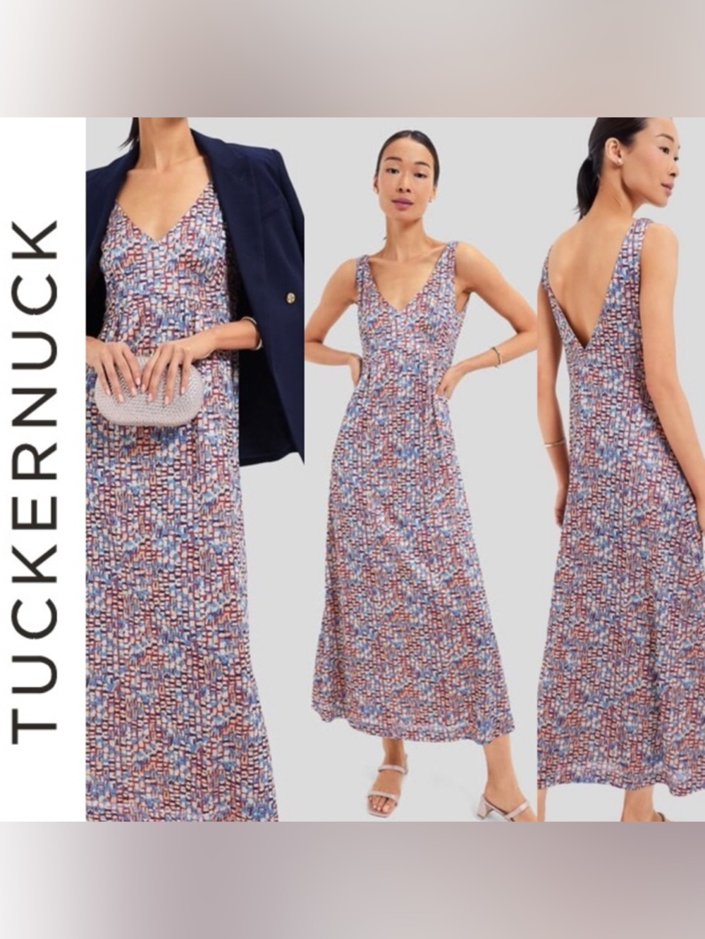 Tuckernuck Natasha Mosiac Maxi Dress Flowing Breezy Summer Vacation Dress